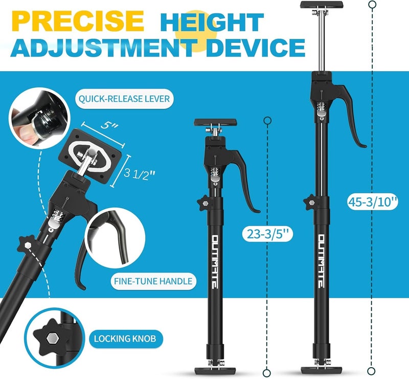 OUTIMATE Third Hand Support Pole Heavy Duty, Cabinet Jacks for Installing Cabinets with 200 LBS Capacity and Expand from 23-3/5 to 45-3/10 in, 1-PC - Image 2